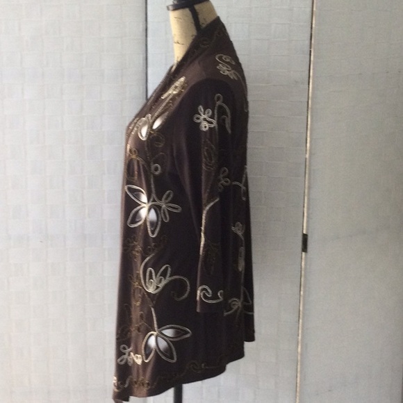 Chic Embroidered Brown Jacket.  #640 - Picture 2 of 7